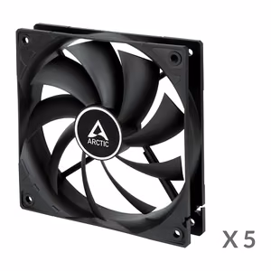 ARCTIC F12, 3-pin, 120mm, Ümbris Fans, must, 5 pcs