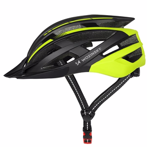 Wozinsky MTB jalgrattakiiver eemaldatava visiiri ja tagumise USB tulega L - must ja kollane