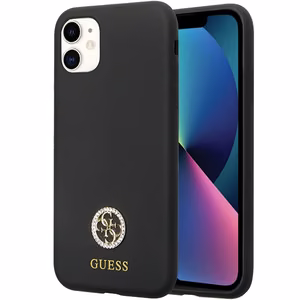 Guess GUHCN614DGPK Ümbris jaoks iPhone 11 / Xr - must Silicone Logo Strass 4G