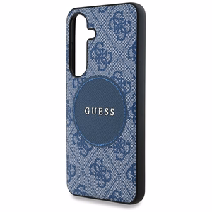 Guess 4G Round Patch Classic Logo MagSafe ümbris jaoks Samsung Galaxy S25 Plus sinine