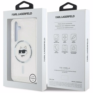 Ümbris Karl Lagerfeld Button Choupette Head Printed Logo MagSafe Samsung Galaxy S25 Plus valge