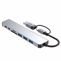 Tech-Protect HB06 HUB Adapter 8in1 TYPE-C + USB2.0 + USB3.0 + SD/TF + AV3.5 - hall