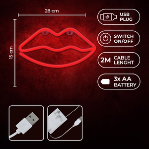 Neon LED Light LIPS punane Bat + USB FLNE08 Forever Light