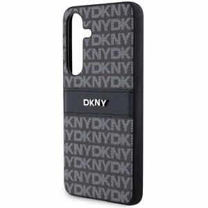 DKNY Leather Mono Stripe & Metal Logo ümbris jaoks Samsung Galaxy S24 - must