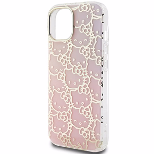 Hello Kitty IML Gradient Electrop Crowded Kitty Head ümbris jaoks iPhone 15 - roosa