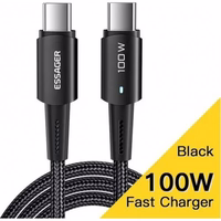 USB Kaabel Essager "Sunset" Must "Type-C / Type-C" 200cm (kuni 100W)