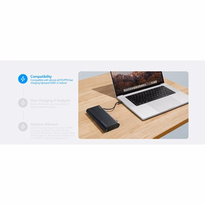 Powerbank Veger TCE130 (W2503) PD 130W 25000 mAh with built-in Type C cables / Lightning black