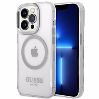 Guess GUHMP14XHTRMS iPhone 14 Pro Max 6.7" hõbedane/hõbedane hard ümbris Metal Outline Magsafe