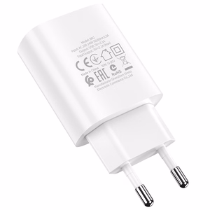 Borofone Wall laadija BN1 Innovative - USB - 2,1A with USB to Type C valge