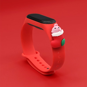 Rihm Xmas Xiaomi Mi Band 3 / 4 jõuludeks Silikoonist rihmaga käevõru koos sokiga - punane