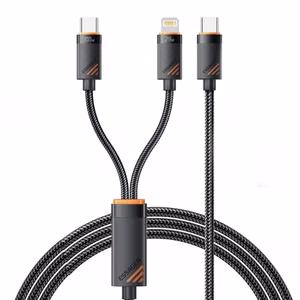 USB Kaabel Essager Triple 3in1 must Type-C / Type-C / Lightning 120cm