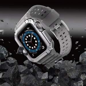 Protect Strap Ремешок для Apple Watch 38/40/41mm с бронированным чехлом - серый, серебряный