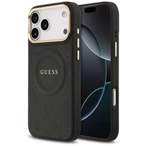 Guess чехол для iPhone 17 Pro Max совместимый с MagSafe GUHMP17XPSAMSECK (PU W/ Peony Hot Stamp) чёрный
