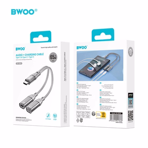 BWOO 2 in 1 Adapter  2 Type C ports to 3.5MM Jack BZ68