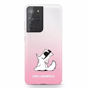 Karl Lagerfeld Choupette Fun ümbris Samsung Galaxy S21 Ultra jaoks - roosa
