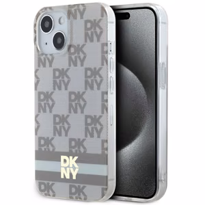 DKNY IML Checkered Mono Pattern & Printed Stripes MagSafe ümbris jaoks iPhone 15 / 14 / 13 - beige