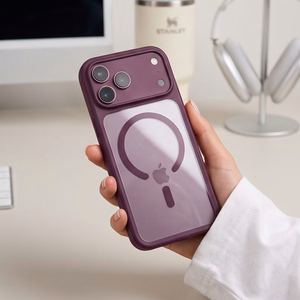 Tech-Protect MagOne CC MagSafe ümbris 2 karastatud klaasiga mudelitele iPhone 18 Pro / 17 Pro, läbipaistev bordo
