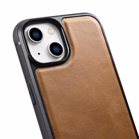 iCarer Leather Oil Wax naturaalse nahaga kaetud ümbris iPhone 14 pruunile (WMI14220717-TN)