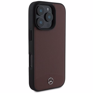 Mercedes Textured And Plain Leather MagSafe ümbris jaoks iPhone 16 Pro Max - punane