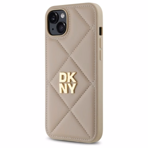DKNY Quilted Stack Logo iPhone 15 Plus Ümbris - Beige