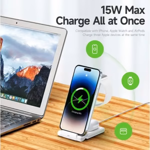 Juhtmevaba laadija Dux Ducis W10-A 3in1 valge 15W (iPhone / Apple Watch / Airpods jaoks)