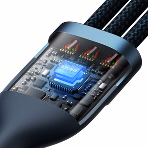 Baseus Kaabel Flash Series II 3 in 1 - USB to Type C, Lightning, Micro USB - 66W 6A 1,2 metres (CASS040003) sinine