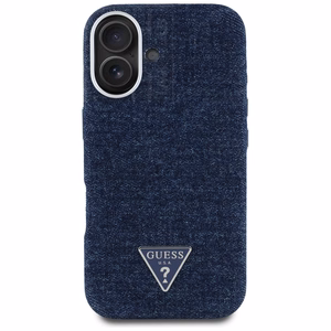 Guess Denim Triangle Logo MagSafe iPhone 16 Ümbris - Sinine