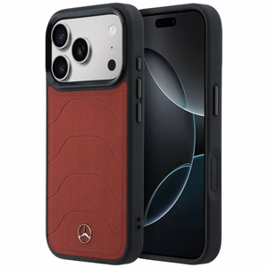 Mercedes Leather Mesh with Bow Line MagSafe ümbris iPhone 17 Pro Max jaoks, punane