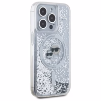Karl Lagerfeld Liquid Glitter Karl & Choupette Head Magsafe Ümbris jaoks iPhone 15 Pro Max - Clear