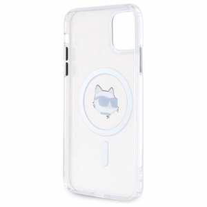 Karl Lagerfeld IML Metal Choupette Head MagSafe iPhone 11 Ümbris - valge