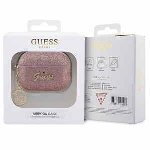 Guess GUAP2GLGSHP AirPods Pro 2 cover roosa/roosa Glitter Flake 4G Charm