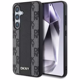 DKNY Leather Checkered Pattern MagSafe Ümbris jaoks Samsung Galaxy S25 Must