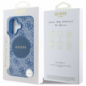 Guess 4G Circle Classic Logo MagSafe ümbris jaoks iPhone 16 - sinine