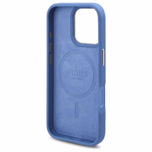 Guess 4G Logo Plate MagSafe Чехол для iPhone 16 Pro Max - синий