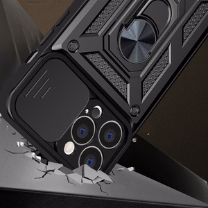 Hybrid Armor Camshield ümbris iPhone 13 Pro Maxile soomustatud ümbris koos kaamerakattega sinine