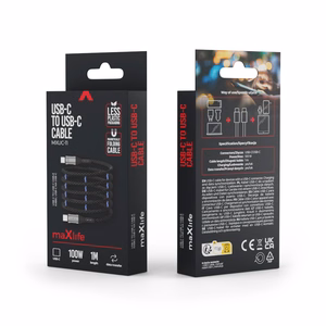 Maxlife MXUC-11 magnetkaabel USB-C - USB-C 1,0 m 100W must nailon