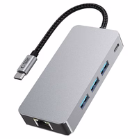Tech-Protect HB05 HUB 9in1 USB-C + USB2.0 + USB3.0 + HDMI 4K 60HZ + SD / TF + PD100W + RJ45 adapter - hall