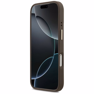 Guess 4G PU Triangle Logo & Stand Camera Magsafe чехол iPhone 17 Pro - коричневый