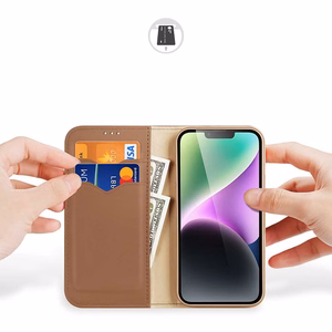 DUX DUCIS wallet ümbris HIVO jaoks IPHONE 15 Plus brown
