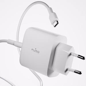 Puro Daily Prolite 45W USB-C USB-A Power Delivery Laadija koos USB-C Kaabel - valge