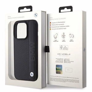 BMW Leather Textured & Stripe iPhone 15 Pro Max Ümbris - must