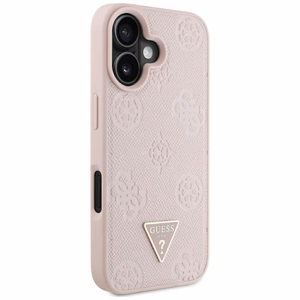 Guess Grained Hot Stamp Peony Triangle Logo MagSafe iPhone 16 Ümbris - Roosa