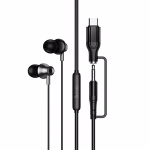 Hoco M119A juhtmega mikrofoniga kõrvaklapid, 3,5 mm / USB-C pistik, mustad