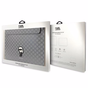 Karl Lagerfeld Saffiano Monogram Ikonik ümbris jaoks a 14" laptop - hõbedane