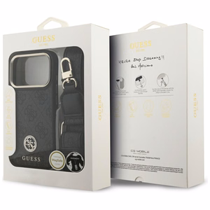 Guess 4G Strass Logo & Big Strap Metal Buttons MagSafe чехол iPhone 17 Pro черный
