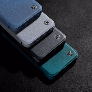 Nillkin Qin Cloth Pro Case Case iPhone 14 Plus kaamerakate Holster Cover Flip Case Sinine