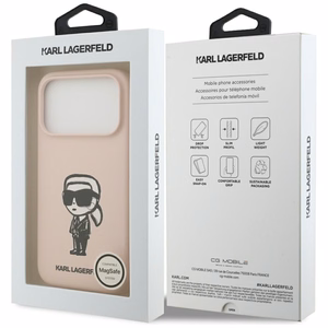 KARL LAGERFELD ümbris jaoks IPHONE 17 Pro Max compatible with MagSafe KLHMP17XSKIGROP (Silicone W/ KL Sketch & Logo) roosa