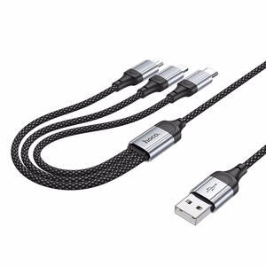 3in1 kaabel USB A Lightning / Micro USB / USB C Hoco 2,4A 1 m X102 must