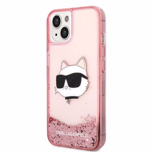 Чехол Karl Lagerfeld Glitter Choupette Head для iPhone 14 Plus — розовый