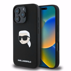 KARL LAGERFELD ümbris jaoks IPHONE 16 Pro Max compatible with MagSafe KLHMP16XSKHPPLK (Sil KL Head Print) must